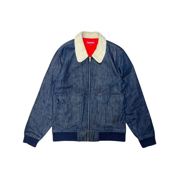 Supreme FW10 Shearling Collar Denim Bomber Jacket